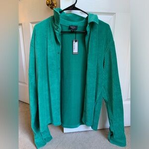 Small Green Long Sleeve Button Up by boohoo man